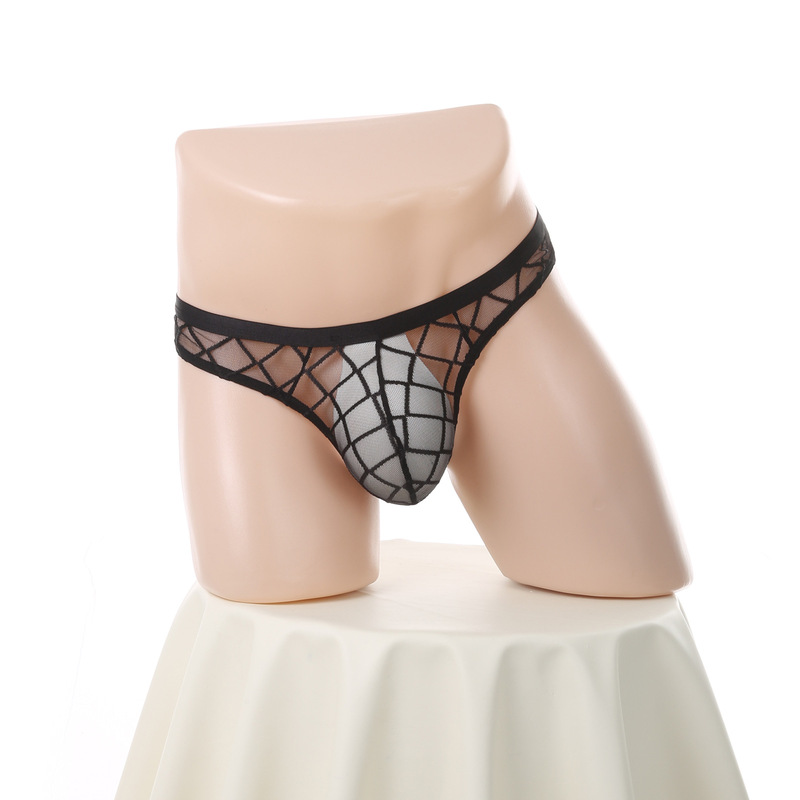 Men's Mesh Hollow Full See-Through Temptation Thong Sexy Hip-Hugging Underwear Amazon Dropshipping