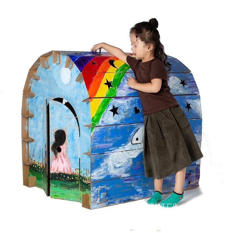 diy 子供の手作りモデル作成材料子供の着色落書き段ボール DIY おもちゃ紙の殻の家段ボールの家|undefined
