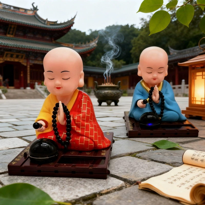 Взрывные солнечные украшения монах качающая голова Кукла мультфильм подарок детский трансграничный интерьер Креативные аксессуары для интерьера автомобиля