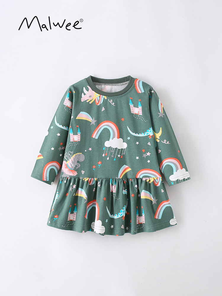 Malwee vestidos de niñas de otoño nuevos niños europeos y estadounidenses vestidos de princesa de estilo extranjero vestidos de niñas lindas