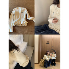 质感拉满2025冬上新韩标简约日常小裙摆设计感上衣卡通猫针织开衫