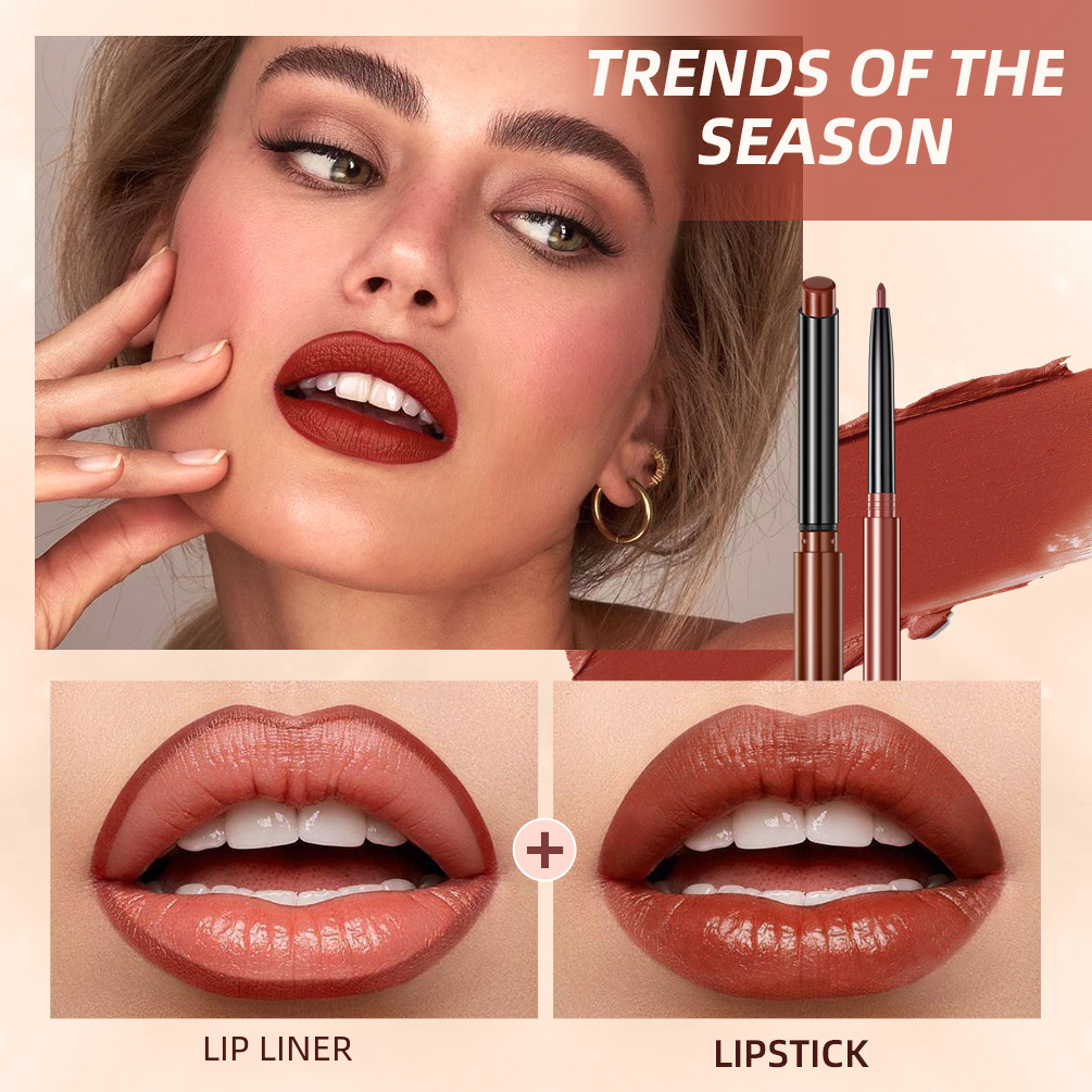 QIBEST lipstick lip pencil matte non-fading non-blooming durable waterproof nude lip pencil set makeup wholesale
