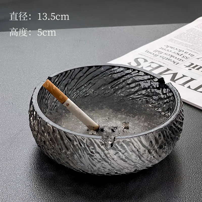 Cenicero de vidrio de cristal, sala de estar para el hogar, cenicero de oficina, adornos pequeños de alta gama, taza de humo de ceniza antivoladora redonda ciclónica