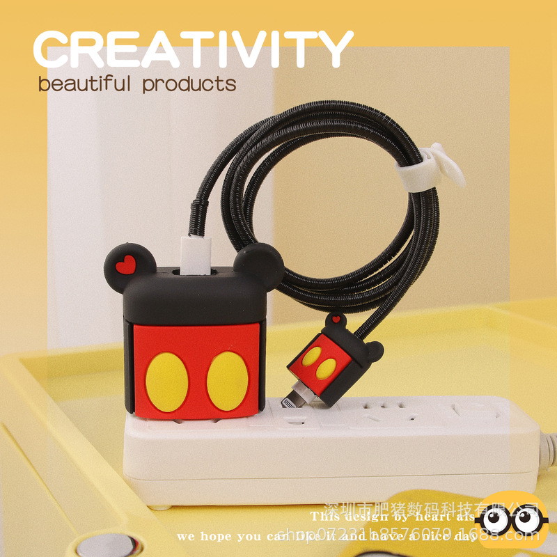 Nuevo cable de datos de dibujos animados cubierta protectora adecuado para Apple carga rápida cabeza 18/20W carga cabeza cubierta protectora Winder