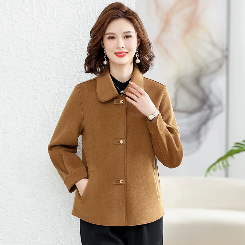 Весенний модный двусторонний шерстяной жакет для мамы, slim fit, 40+ лет, западный стиль, бренд