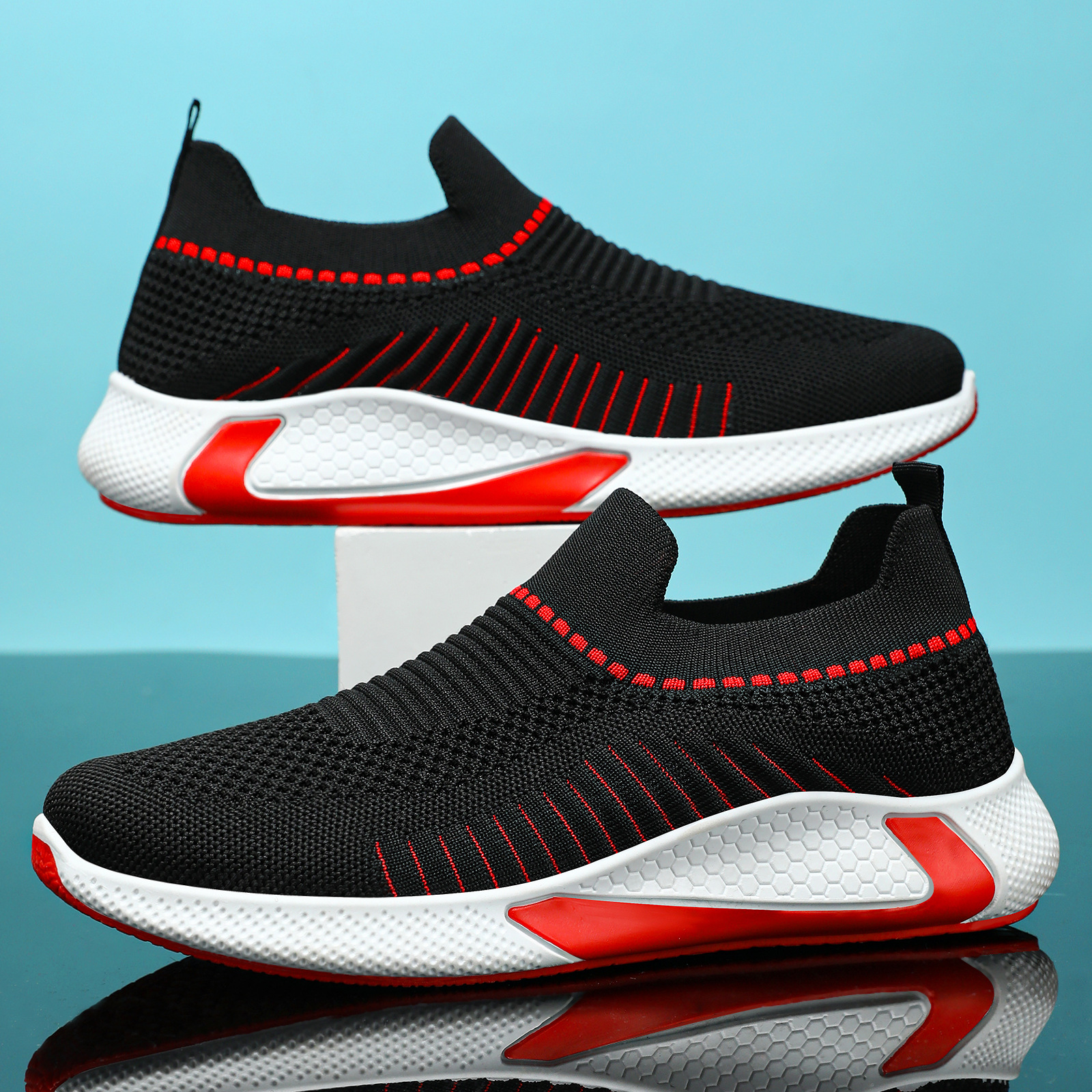 Zapatos de moda coreana para hombres zapatos casuales ligeros transpirables de un pie zapatos de tela de cabello transfronterizos zapatos de tela voladora zapatos de papá