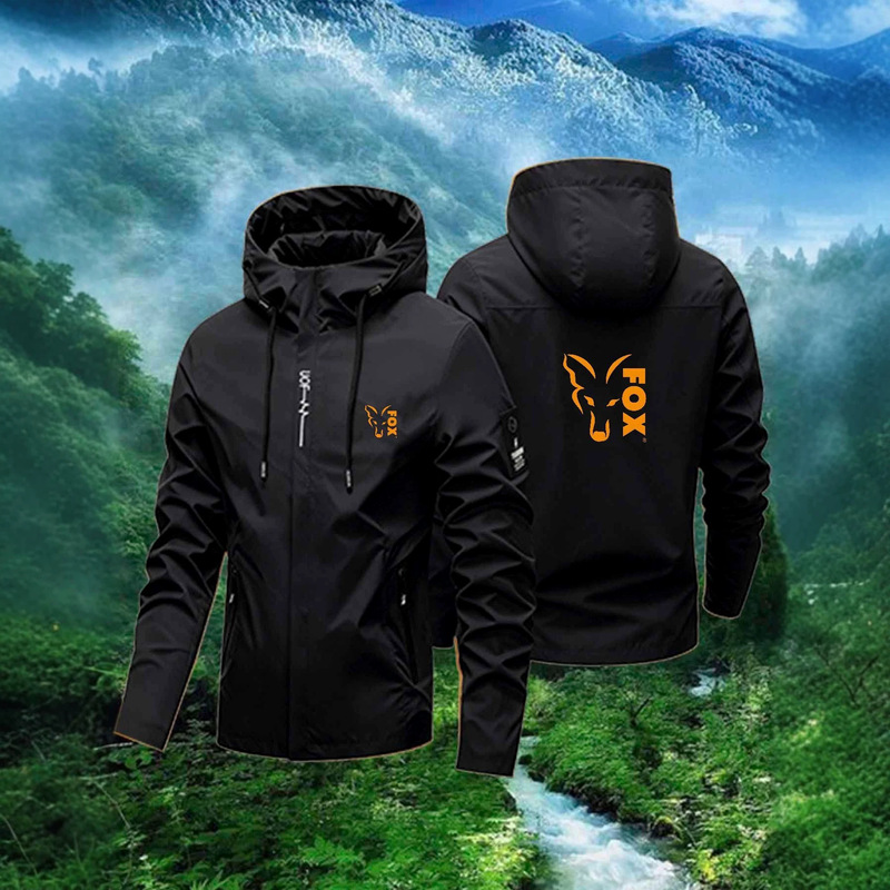 Cross-Border Hot-Selling Spring and Autumn Jacket for Young Men Fox Orange Fox Simple Casual Trendy Brand Hooded Windbreaker