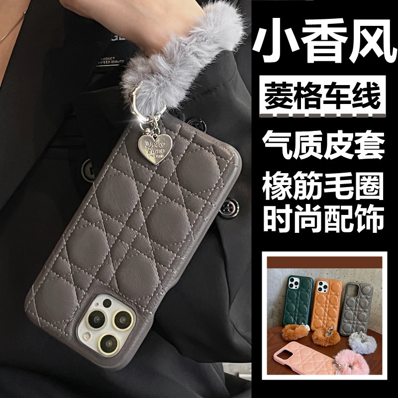 适用苹果13Diao车线手腕手机壳 iphone12pro保护套 xsmax皮套手感|ru