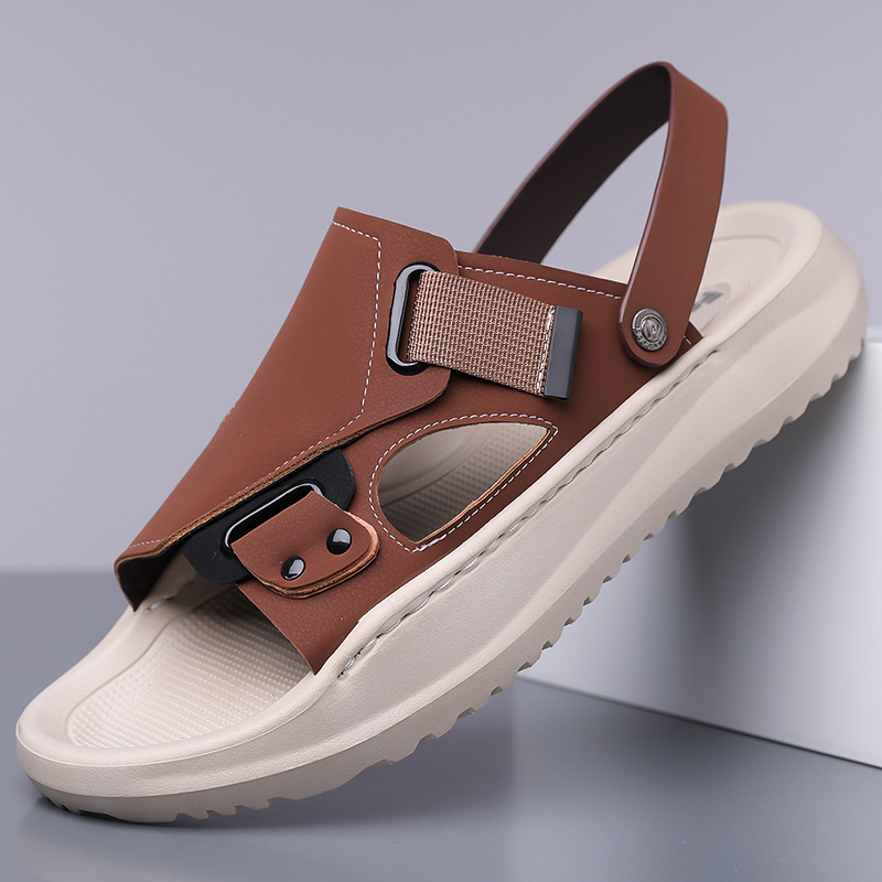 Wholesale Large Size Slippers 2026 Summer New Style Sandals Men's Thick-Soled Casual Beach Shoes Men's Dual-Use Outdoor Slippers