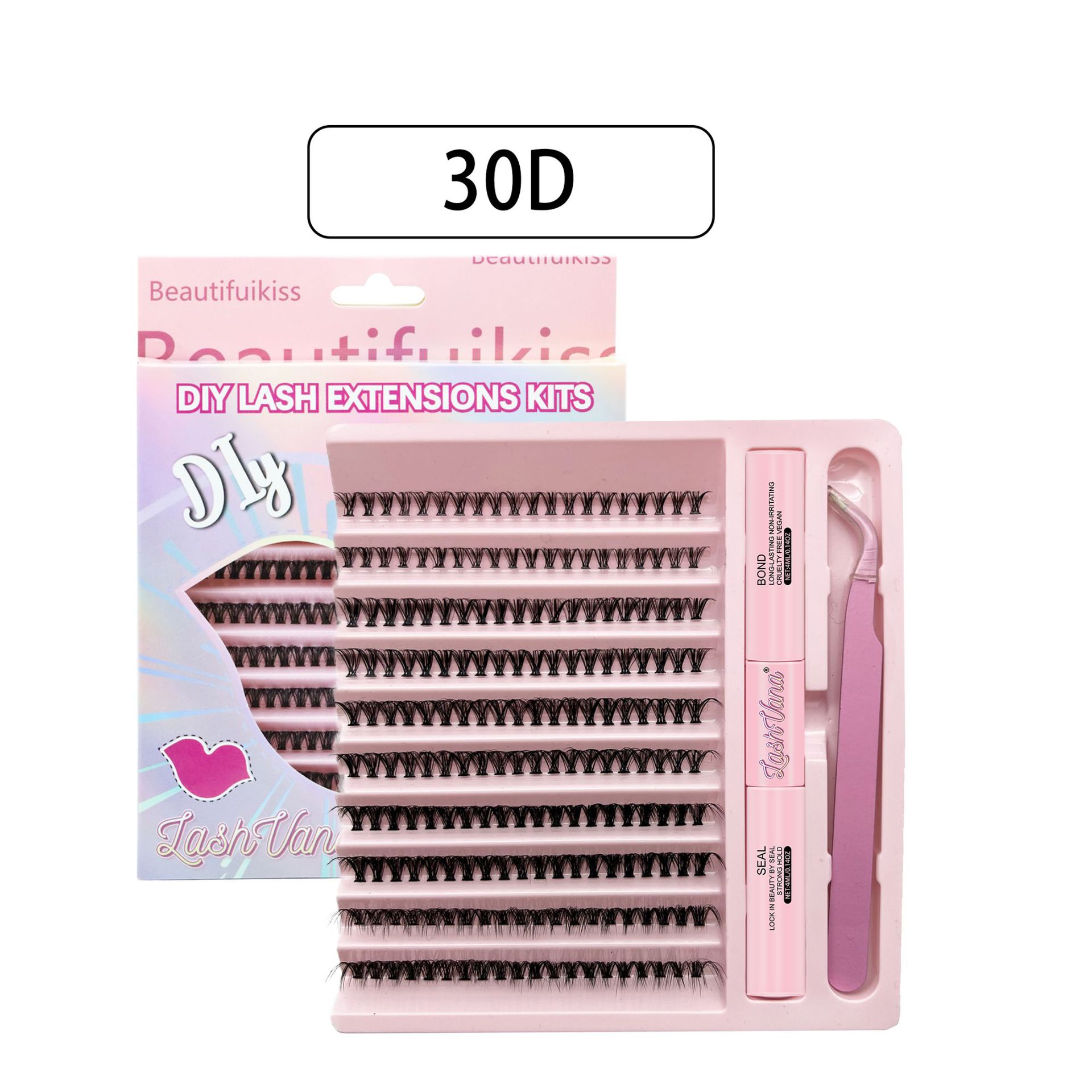 Set pestañas postizas estilo europeo/americano, tallo negro grueso gran capacidad, venta al por mayor.