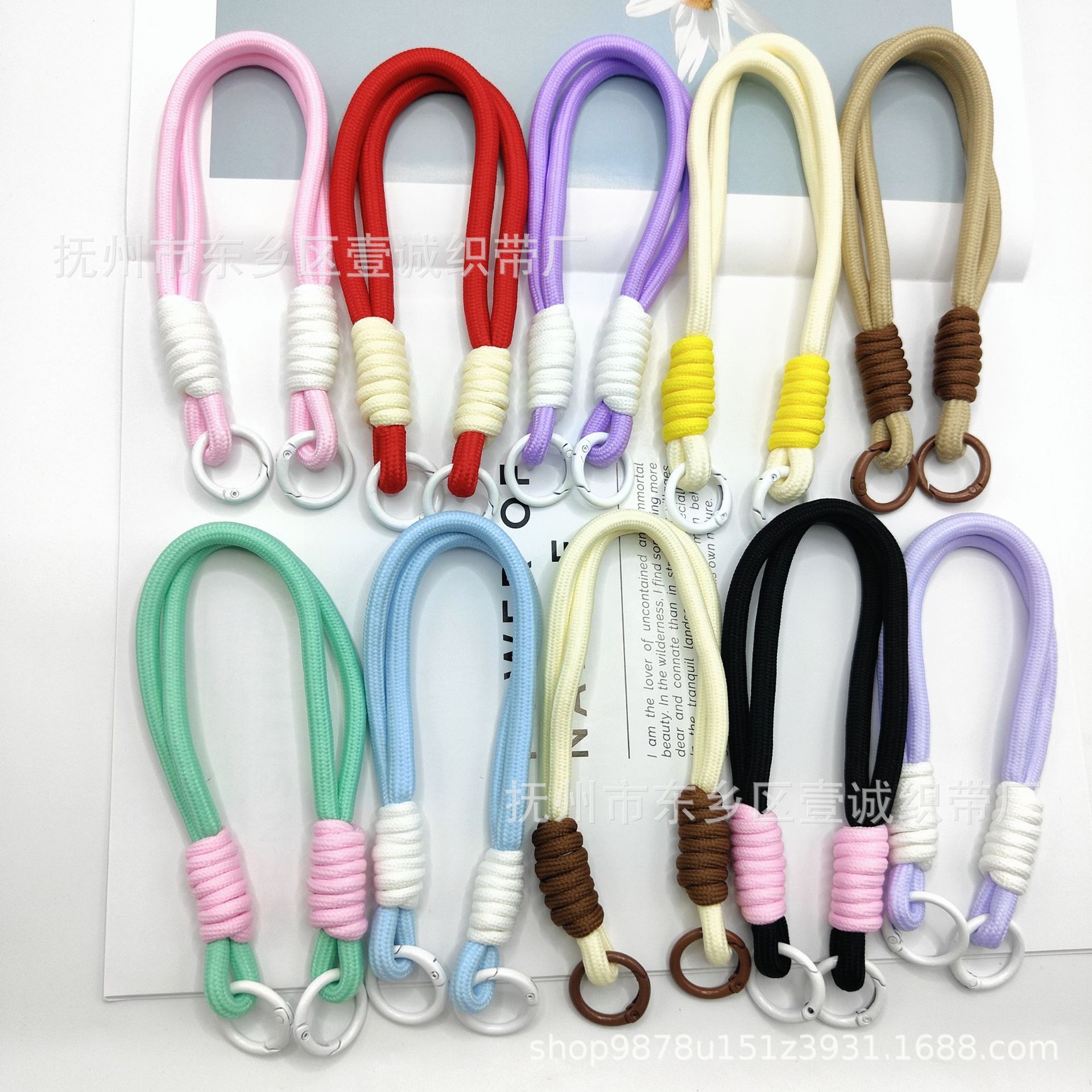 Dopamine Color Matching Knotted Lanyard DIY Braided Wrist Rope Mobile Phone Chain Mobile Phone Case Universal Short Lanyard Can Be Reserved