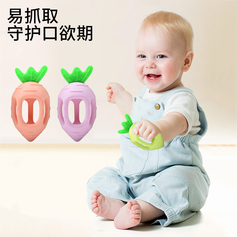 亚马逊新品食品级硅胶婴儿牙胶玩具套装 宝宝防吃手磨牙棒批发