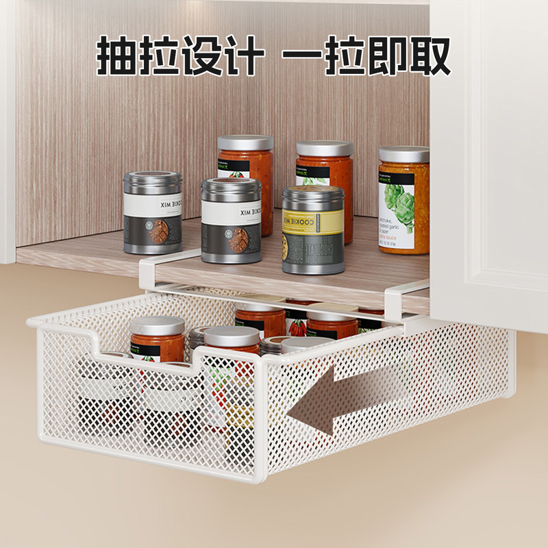 厨房下挂置物架吊柜橱柜悬挂抽拉式神器衣柜分层收纳架桌下挂篮筐|undefined