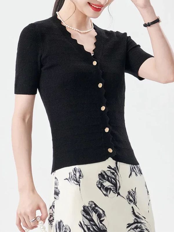 [Special Sale] Knitted Cardigan T-Shirt Women's Summer Wool V Neck Short Outer Sweater 2025 Summer Women's Yujie Style