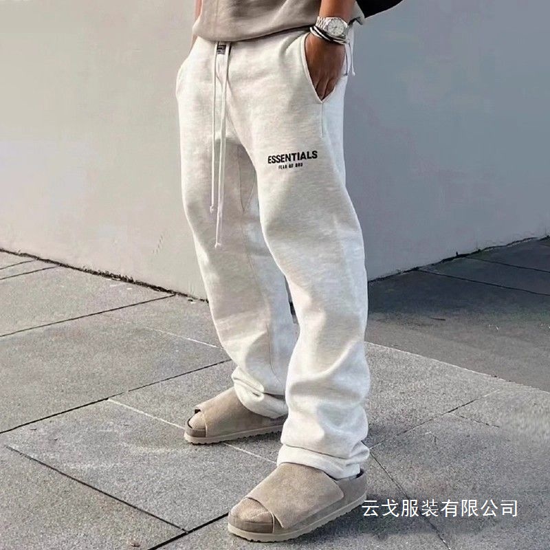 FOG纯原ESSENTIAL潮牌SS22植绒系列长裤高街宽松直筒休闲卫裤男女