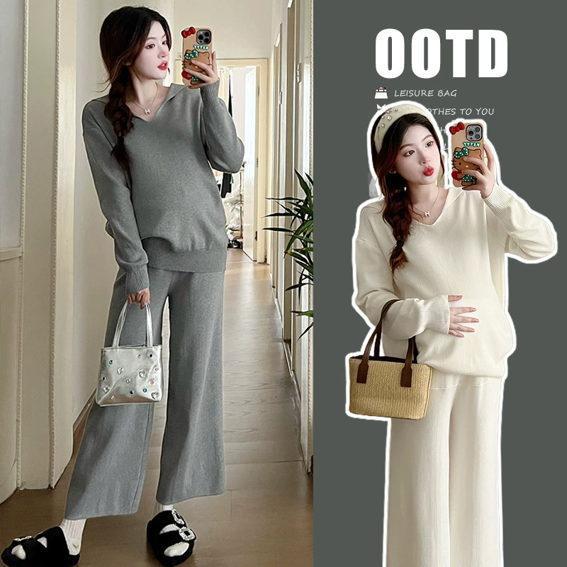 Set for pregnant, fashionable autumn demi-season sweater to go out, 2023, internet celebrity