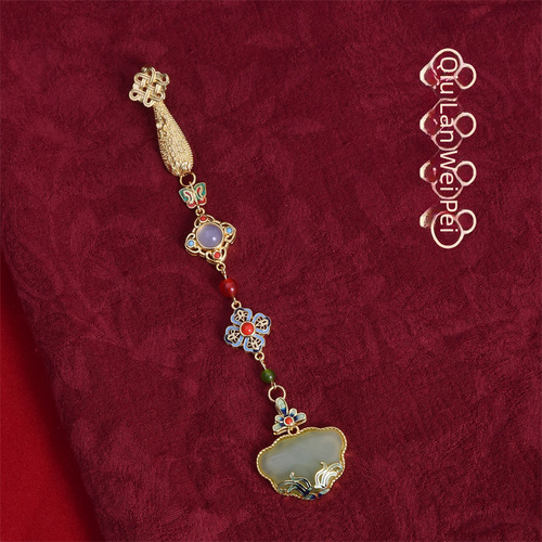 【Everything Goes Well】Vintage Chinese Style Collarless Cheongsam Cowl Collar Pendant with Tassel Court Style Hanfu Brooch Accessory