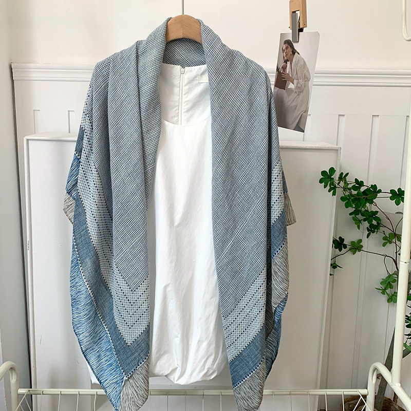 Bufanda cuadrada, sensación de alta calidad, nueva bufanda de lino, protector solar de verano para mujer, bufanda cuadrada grande, bufanda de seda delgada, aire acondicionado, chal exterior