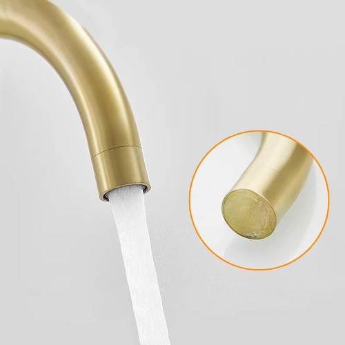 Factory wholesale stainless steel kitchen faucet gold-colored curved faucet sink dish basin rotatable cold and hot water faucet