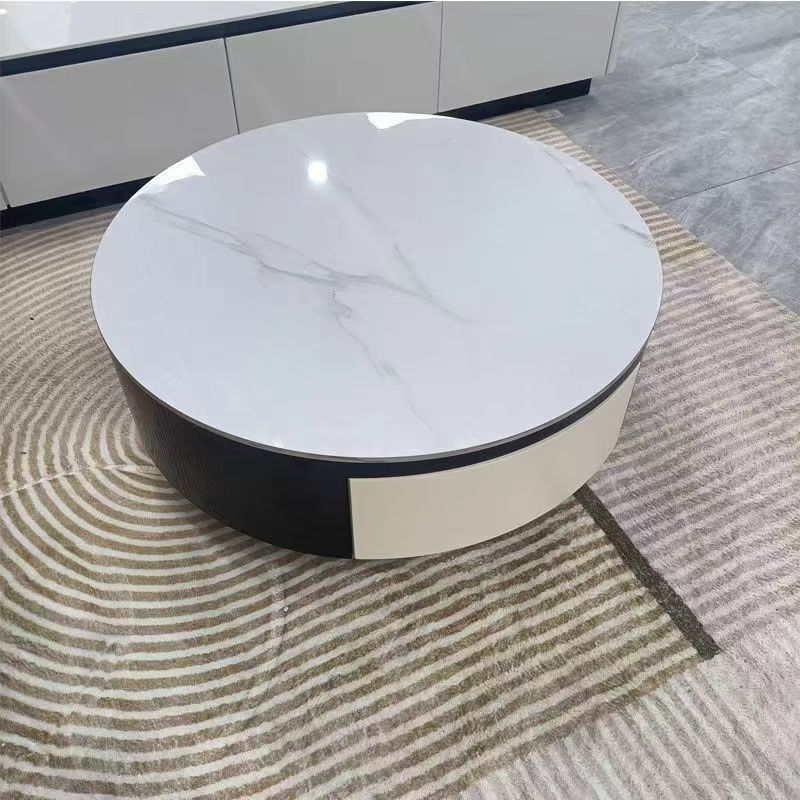 Nuevo estilo de lujo ligero y moderno simple meseta de té sala de estar doméstica minimalista mesa de tabla de roca combinación de gabinete de vidrio