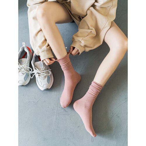 Stockings for women in spring, summer and autumn Korean style mid-tube velvet pile socks thin Japanese in versatile candy solid color ice socks
