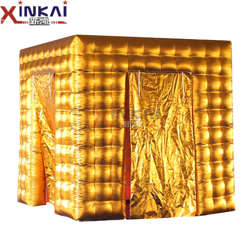 广告LED灯光展台充气方形帐篷 内置LED灯条遥控变色充气照相亭