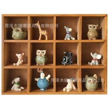 跨境复古格子玩具手办收纳装饰柜桌面置物架收纳盒杯子盲盒收纳