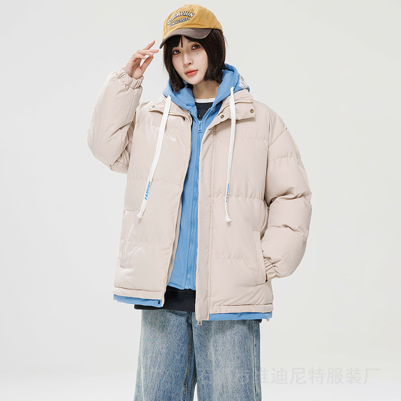 폭발 가을과 겨울 남성의면 패딩 재킷 가짜 투피스 후드 커플면 패딩 재킷 패션 브랜드 Plike 잘 생긴 두꺼운 느슨한 코트