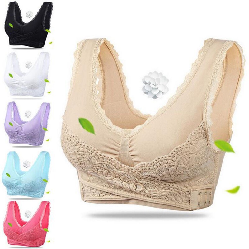 Wireless adjustable Super push-up sports bra front cross buckle lace edge chest support yoga running vest Wireless adjustable Super push-up sports bra front cross buckle lace edge chest support yoga running vest
