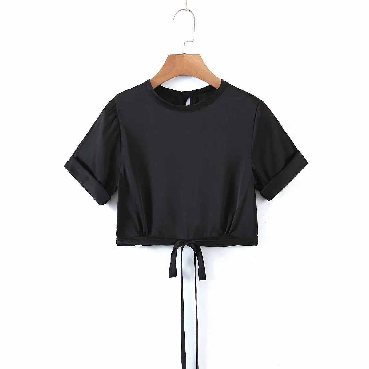 round neck solid color short-sleeved shirt  NSHS39205