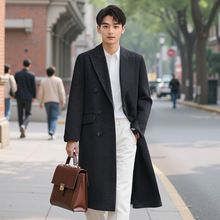 秋冬长款过膝双面绵羊绒大衣男高端韩版戗驳宽松羊毛呢子风衣外套