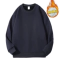 Navy blue velvet crew neck fleece sweatshirt