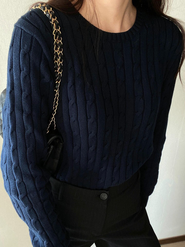 スキャン可能なコードr1ラフ小馬標カップルセーター女性刺繍カップル丸首ニット男秋冬保温麻花|undefined