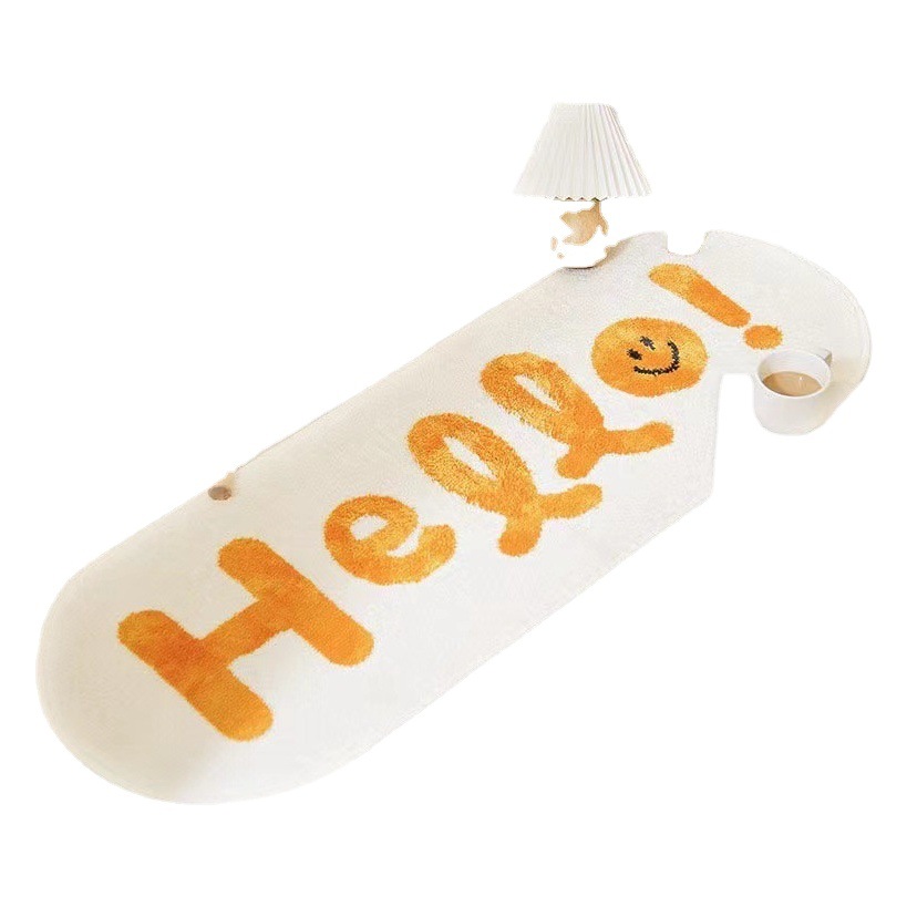 Transfronterizo ins estilo de dibujos animados cara sonriente dormitorio alfombra sala de estar sofá mesa de café tira fresco piso Mat mesita de noche manta pie mat