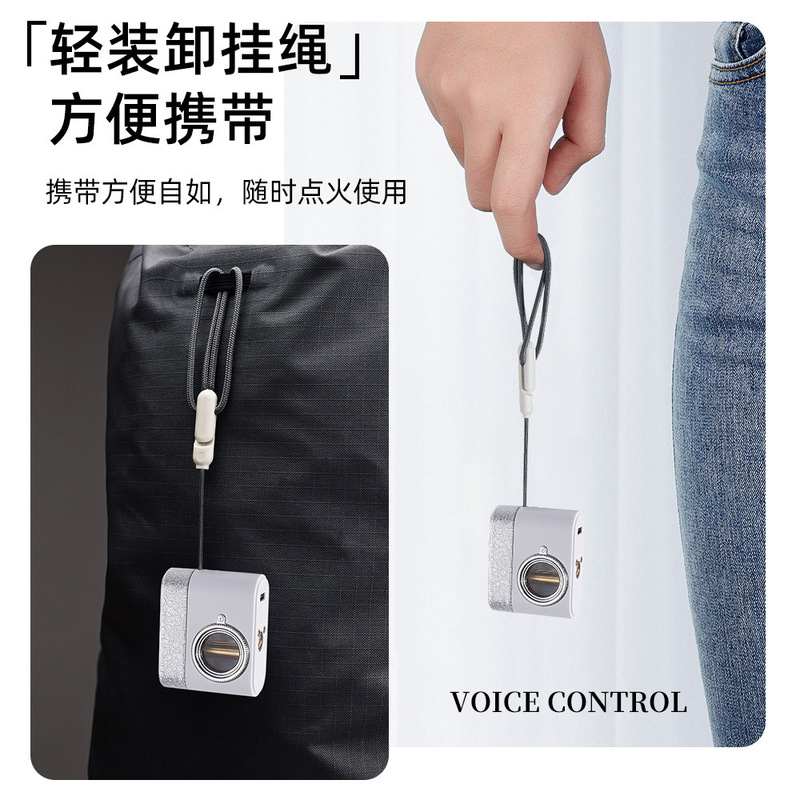 新しいレトロなカメラ型音声起動誘導灯油ライター、複数の点火方法、オイルと電気のハイブリッドライター|undefined