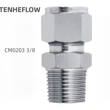 TENHEFLOW不锈钢卡套式过渡接头CM0203 3/8螺纹快装接头