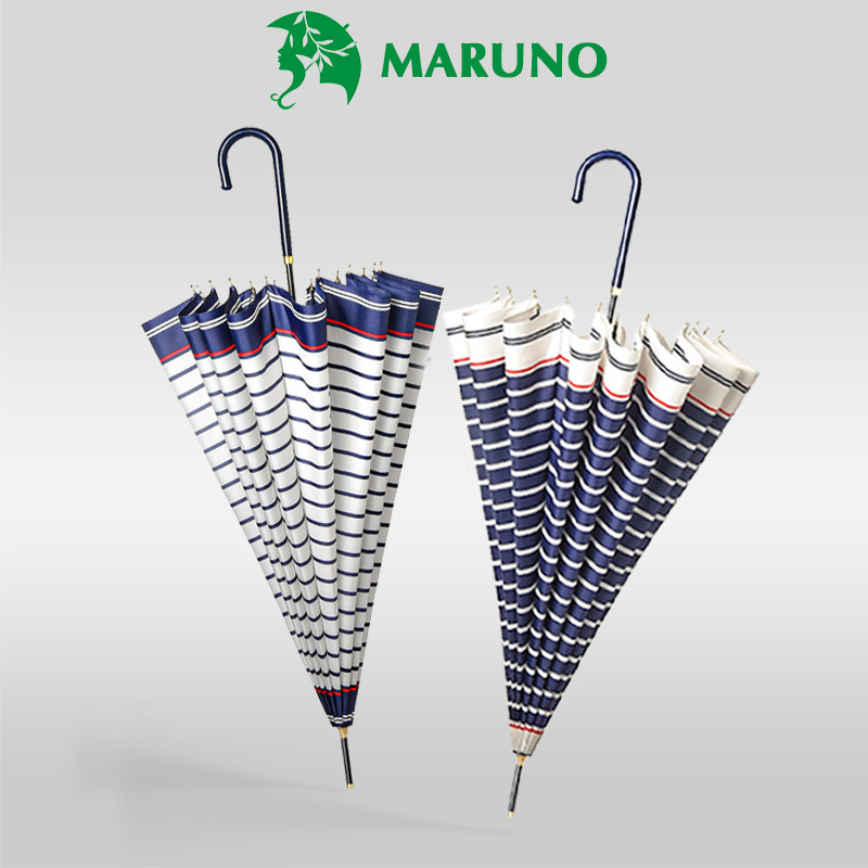 Japanese striped 16-bone long handle rain straight rod straight handle umbrella fresh sunny umbrella goddess wind-resistant automatic umbrella