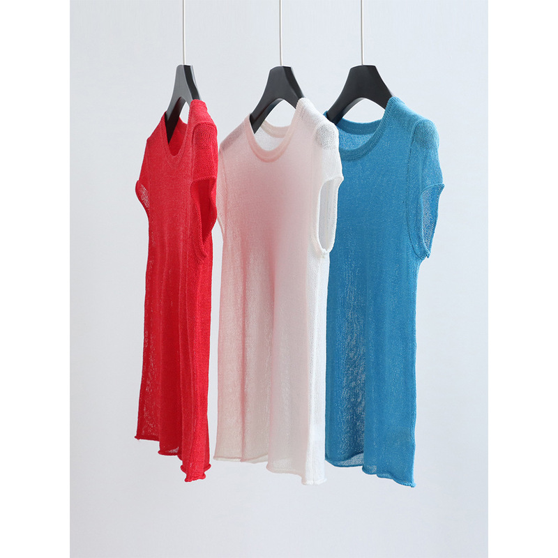 Imported Japanese Paper Yarn Summer Knitwear Short-Sleeve Regular Shoulder Round Neck Pullover Top Simple Commuter Style Dry and Lightweight T-Shirt Imported Japanese Paper Yarn Summer Knitwear Short-Sleeve Regular Shoulder Round Neck Pullover Top Simple Commuter Style Dry and Lightweight T-Shirt