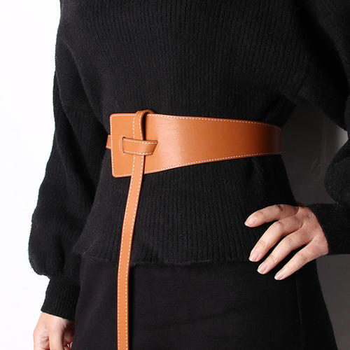 Cross-border women's knotted wide belt dress coat sweater decorative belt fashion elegant style belt wholesale