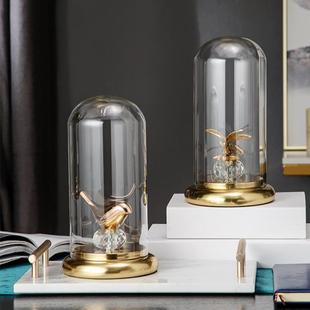 Nordic Entry Luxury Glass Cover Animal Decoration Model Room Hotel Living Room Creative Wine Cabinet Entrance Desktop Decoration Gift Giving
