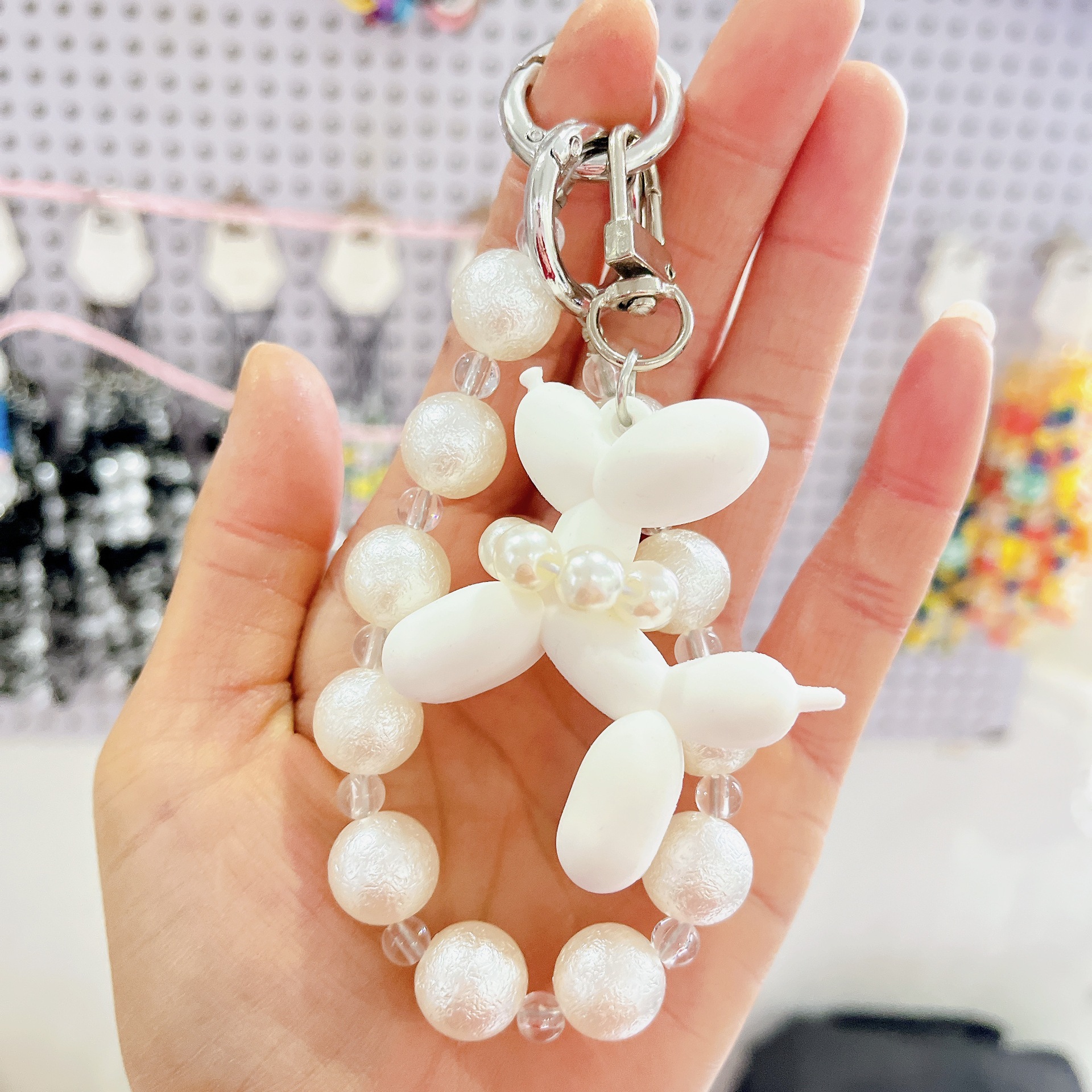 Japón y Corea del Sur color ins hecho a mano con cuentas flor llavero cordón de muñeca macaron color pétalo cordón de teléfono móvil en stock