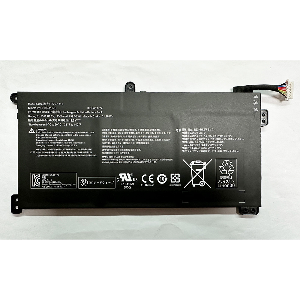 适用于Hasee神舟精盾U65A QL9S05 916QA107H SQU-1716 笔记本电池