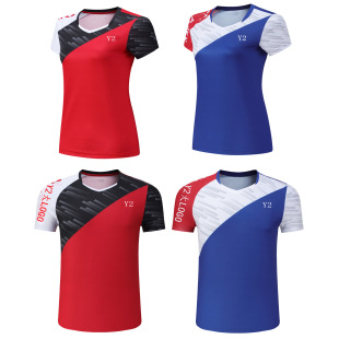 22005 New badminton sportswear suit men's and women's short sleeve children's clothing student team competition clothing