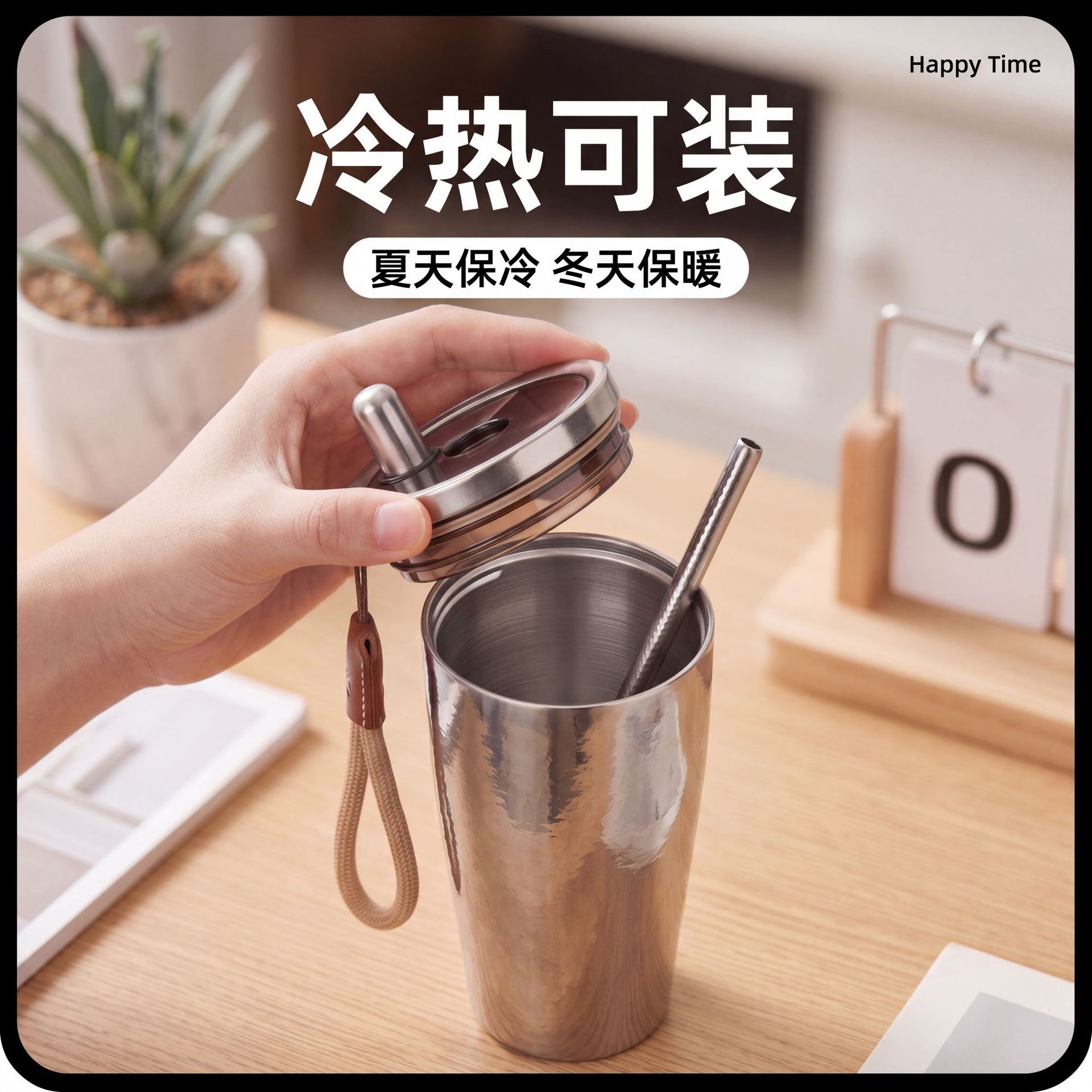 Taza de aluminio puro de alto valor nominal taza de café de paja de gran capacidad taza de titanio portátil doble bebida puede personalizar el regalo image 5