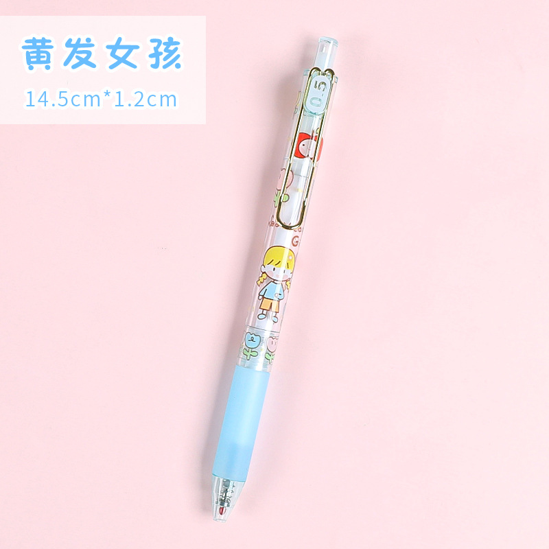 Lindo de dibujos animados Push Ins estilo de gran capacidad de estudiante universitario Oficina escritura pluma tarea pluma gel pluma rotulador