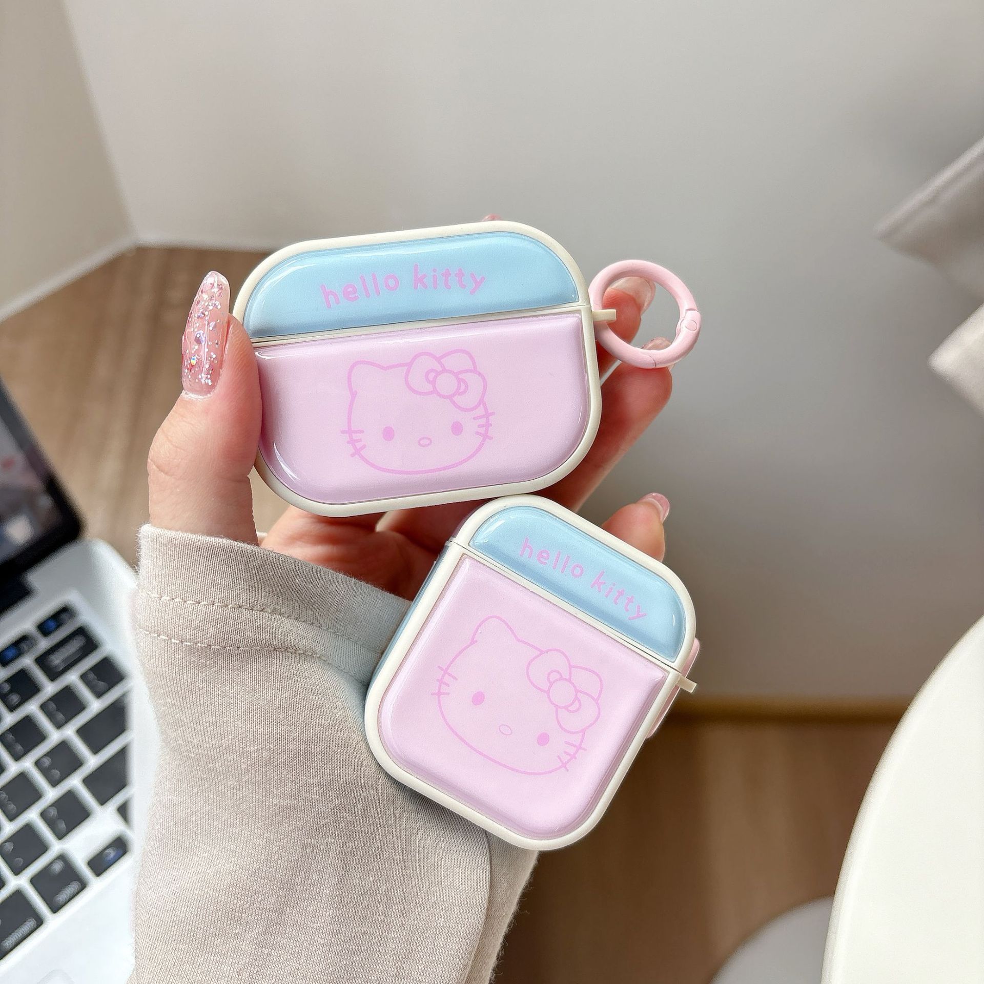 Linda línea de dibujos animados KT cat para Airpods nueva funda para auriculares de 3/4 generación 1/2 colgante aipodsPro 2 pequeño