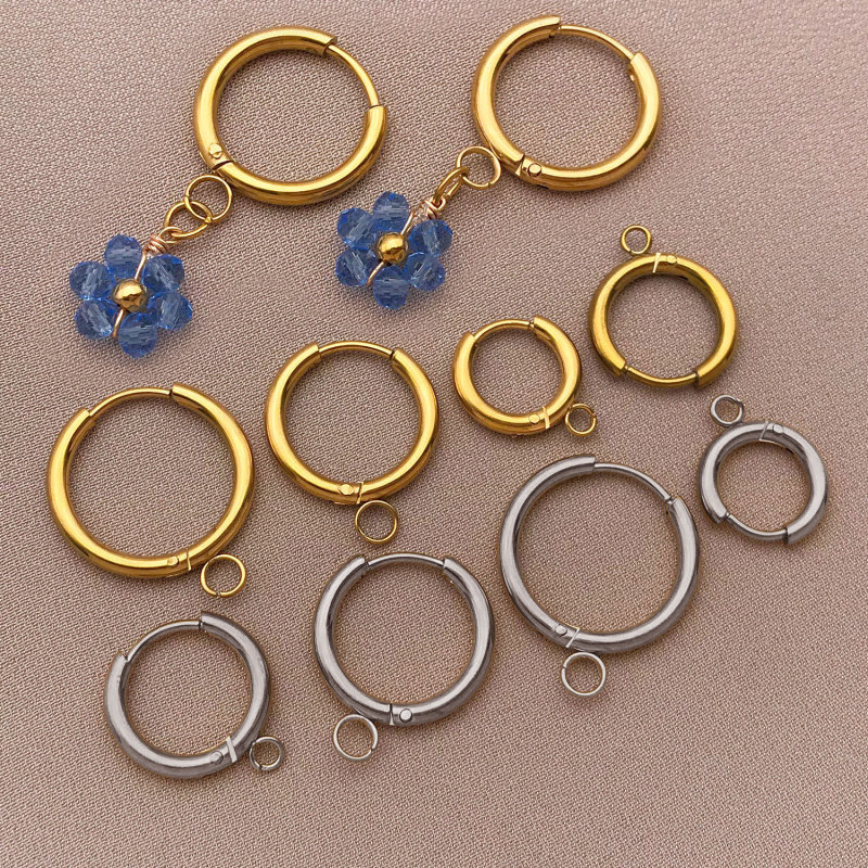 シンプルなステンレス鋼のイヤリングアクセサリー高色保持イヤリングラウンドクロスイヤリング手作り diy イヤリング材料卸売|undefined