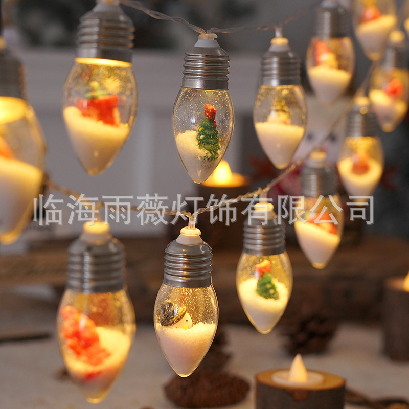 Cadena de luz de decoración navideña transfronteriza Amazon luces LED Santa muñeco de nieve sala de vestir pequeñas luces de colores