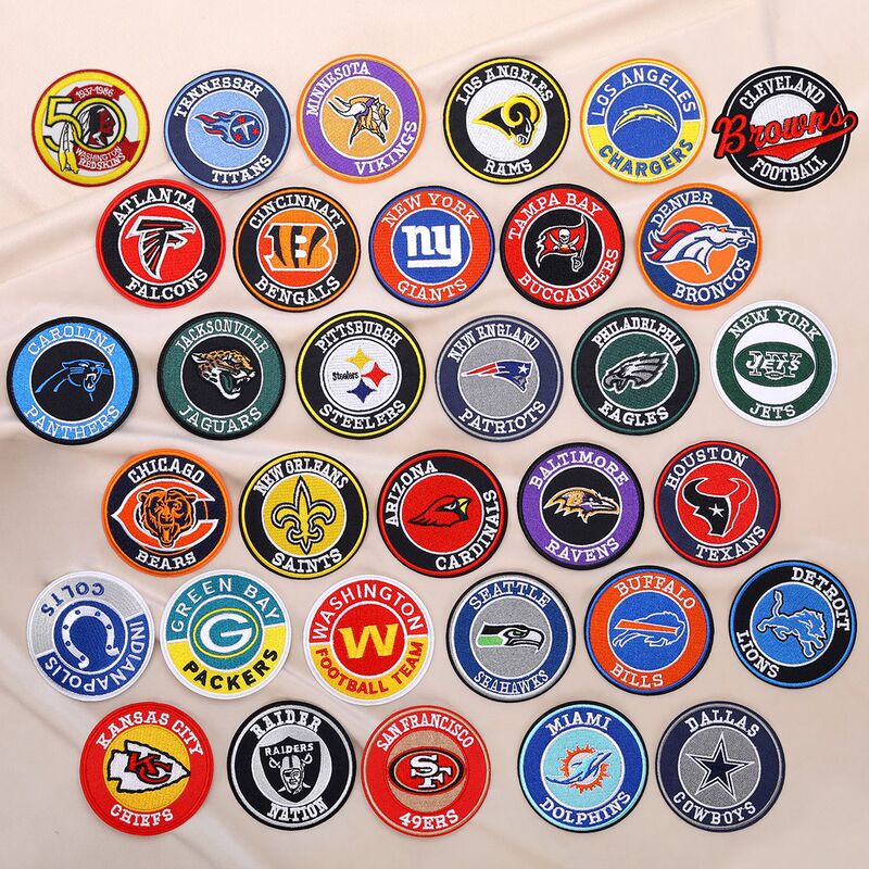 Quality Round Nfl American League and National League 32 Team Logo Team Emblem Badge Computer Embroidered Label Embroider Cloth Patch Patch Quality Round Nfl American League and National League 32 Team Logo Team Emblem Badge Computer Embroidered Label Embroider Cloth Patch Patch