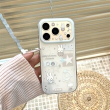 星星兔子插画适用苹果16PROMAX手机壳iPhone15Plus软壳14小清新13